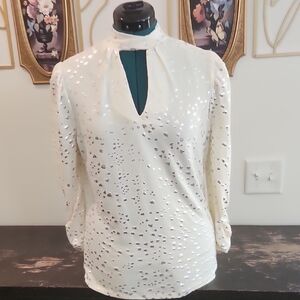 Chic Cream Blouse with Silver Details
